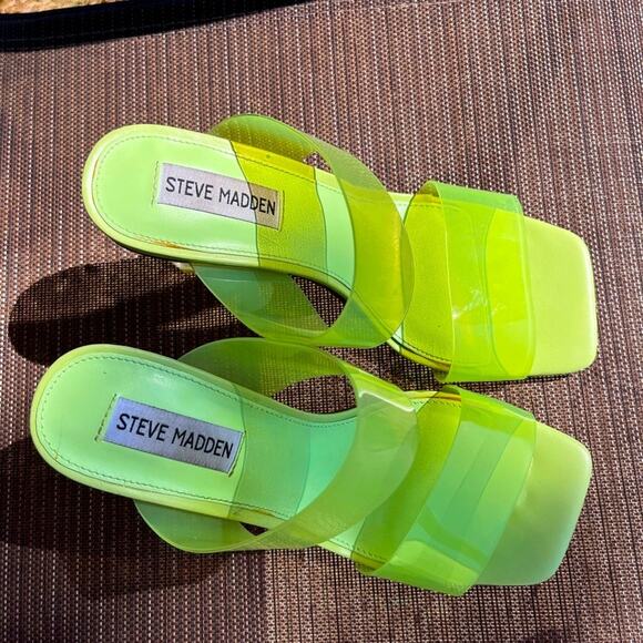 Steve Madden Neon Green Transparent Wedges Platforms size 7.5 - Picture 2 of 7